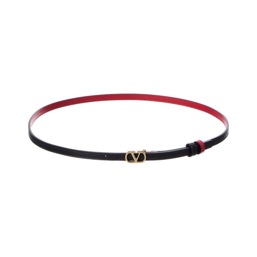 Valentino Vlogo Signature Reversible Leather Belt, Black